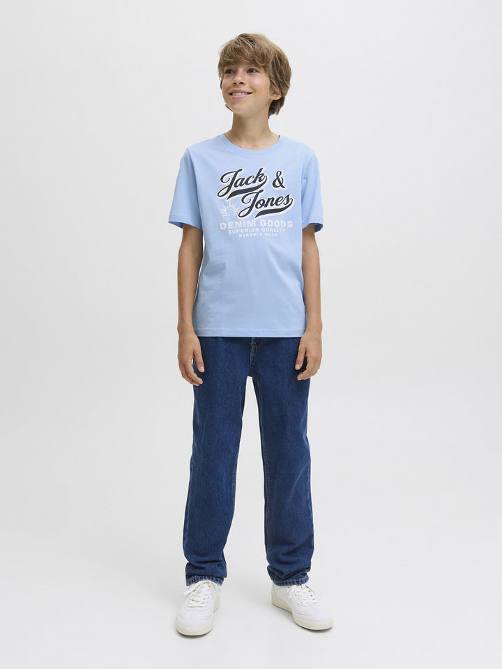 JACK & JONES Junior Jungen T-shirt Kinder Shirt Baumwolle hellblau Gr. 128 - 176