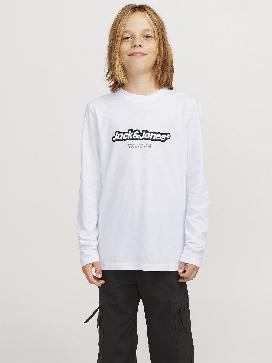 Jack & Jones Kids Langarmshirt Jungen Longsleeve Logo weiß Größe 128 - 176