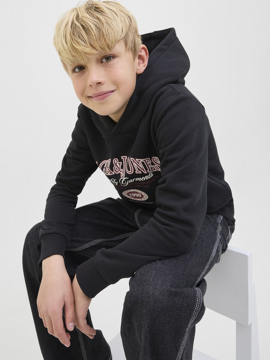 JACK & JONES Junior Kapuzenpullover Hoodie schwarz JJAri Größe 128 bis 176