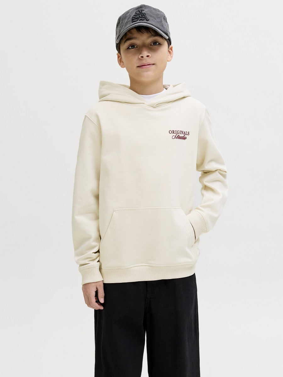 JACK & JONES Junior Kapuzenpullover Hoodie creme beige Back Print 128 bis 176
