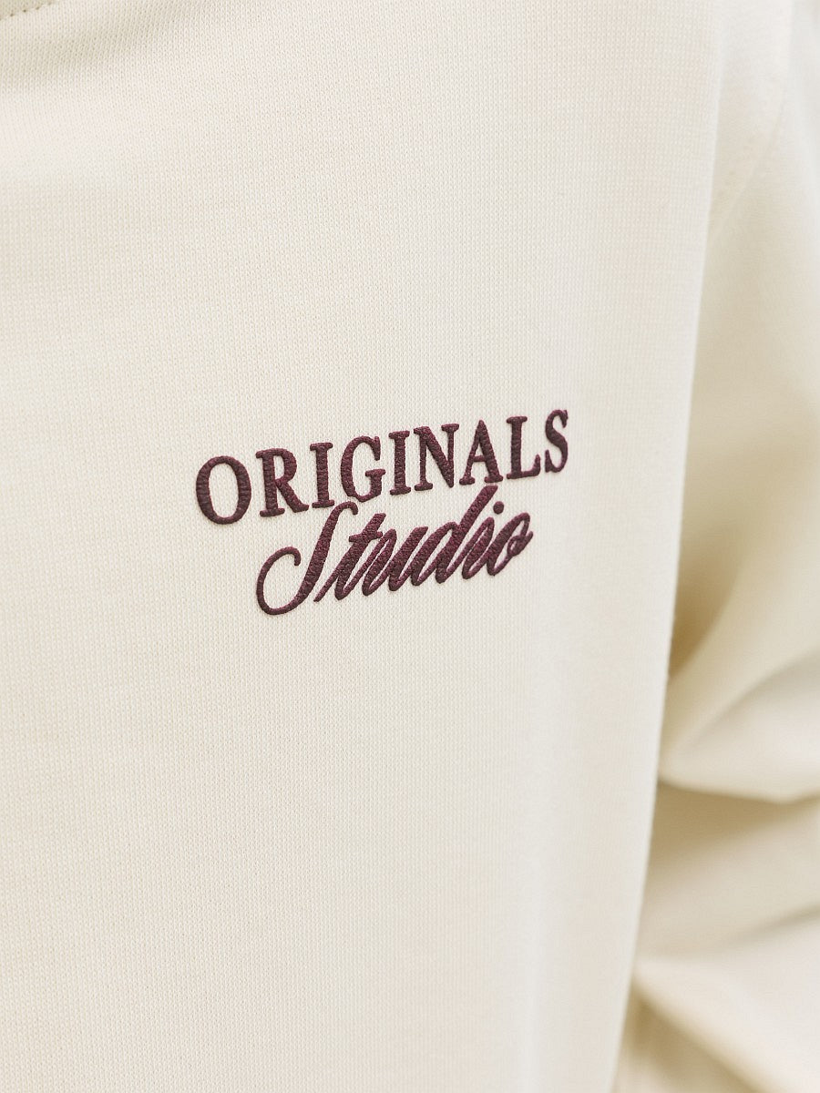 JACK & JONES Junior Kapuzenpullover Hoodie creme beige Back Print 128 bis 176
