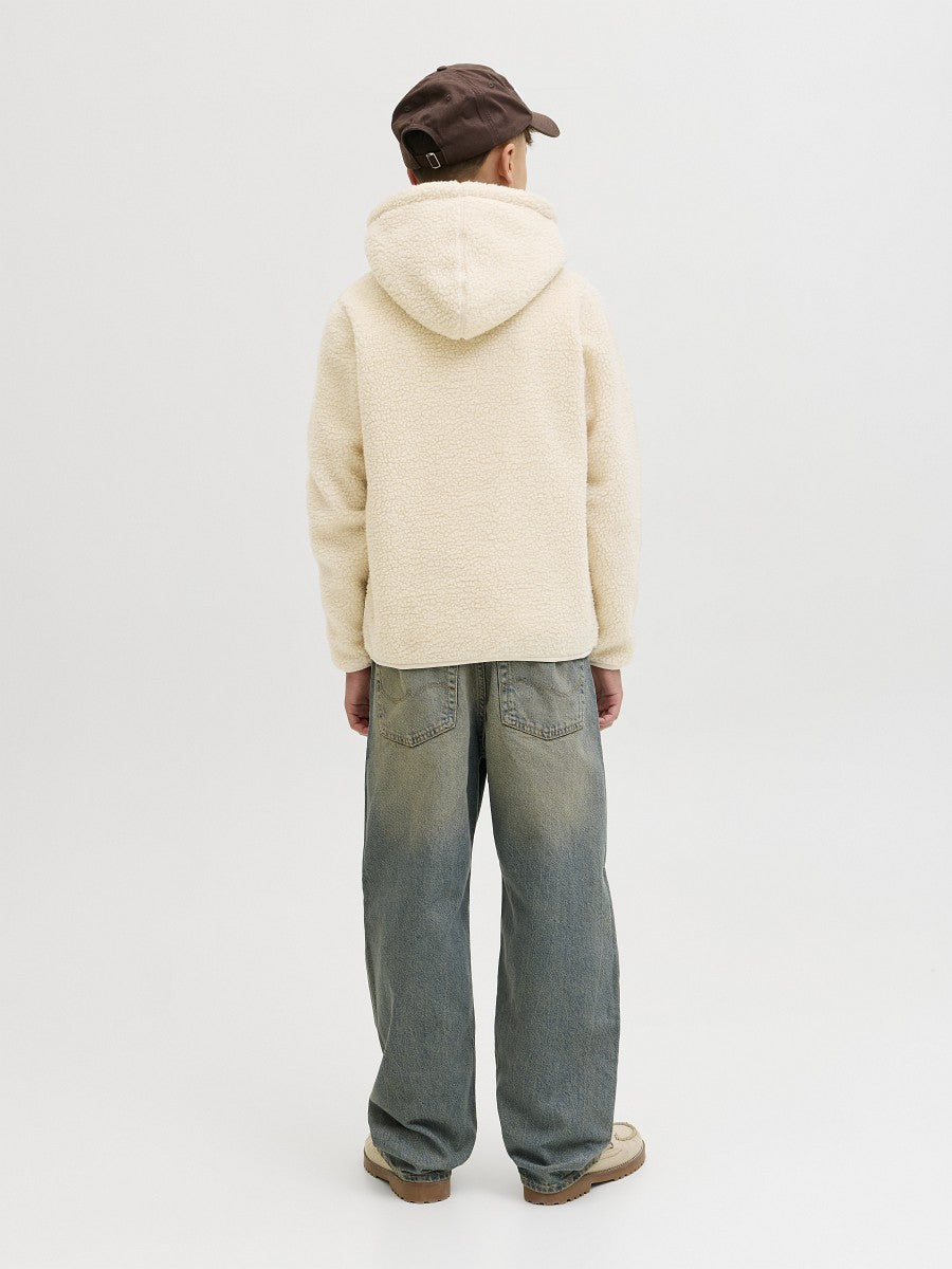 JACK & JONES Junior Teddy Hoodie Kapuzenpullover creme Größe 140 bis 176