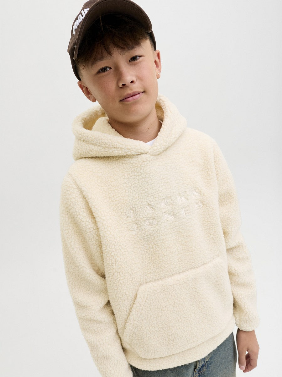 JACK & JONES Junior Teddy Hoodie Kapuzenpullover creme Größe 140 bis 176