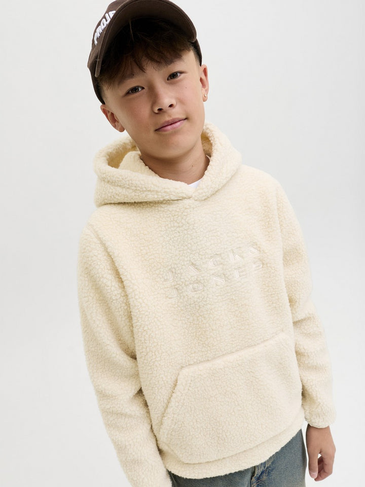 JACK & JONES Junior Teddy Hoodie Kapuzenpullover creme Größe 140 bis 176