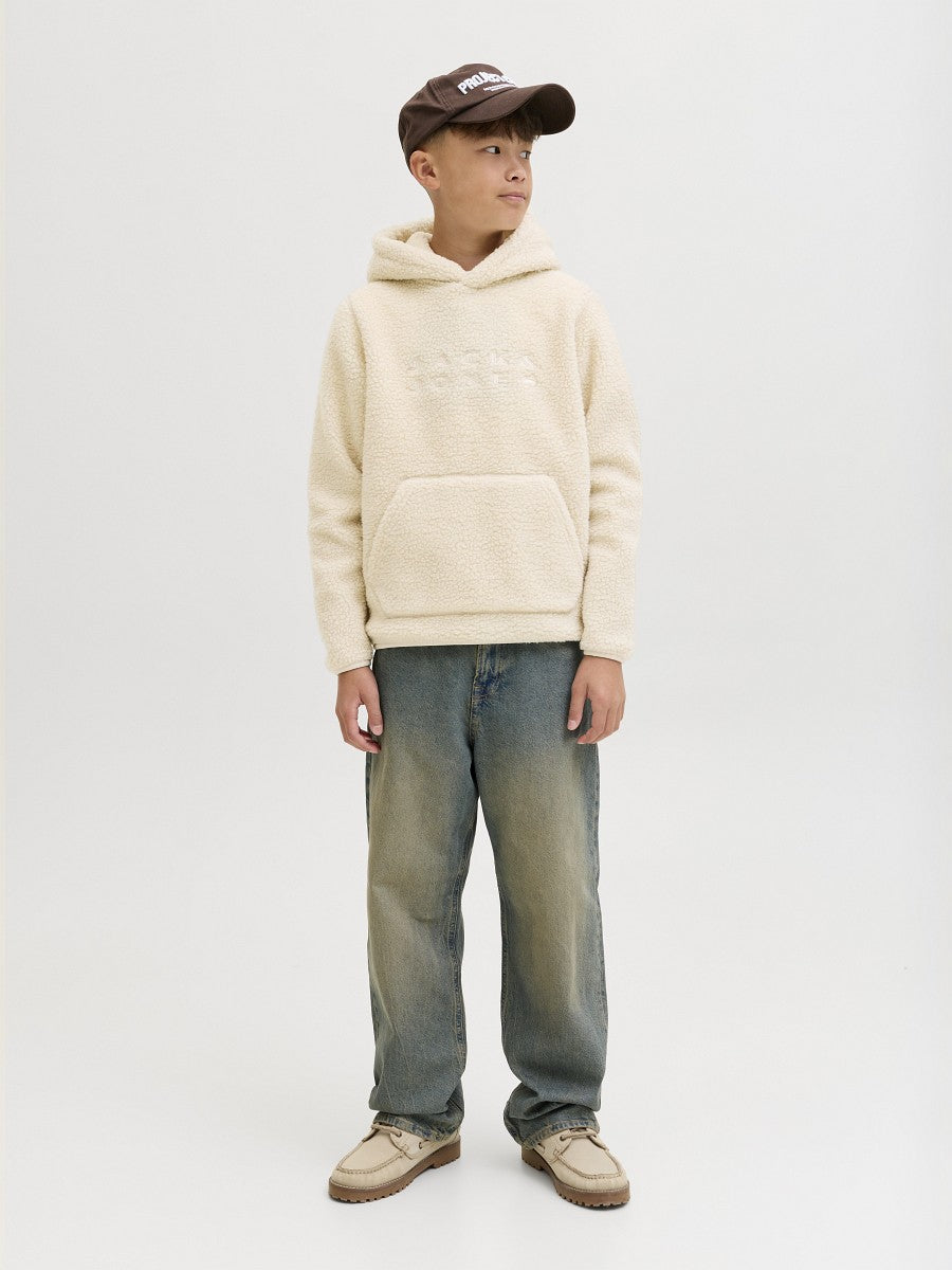 JACK & JONES Junior Teddy Hoodie Kapuzenpullover creme Größe 140 bis 176