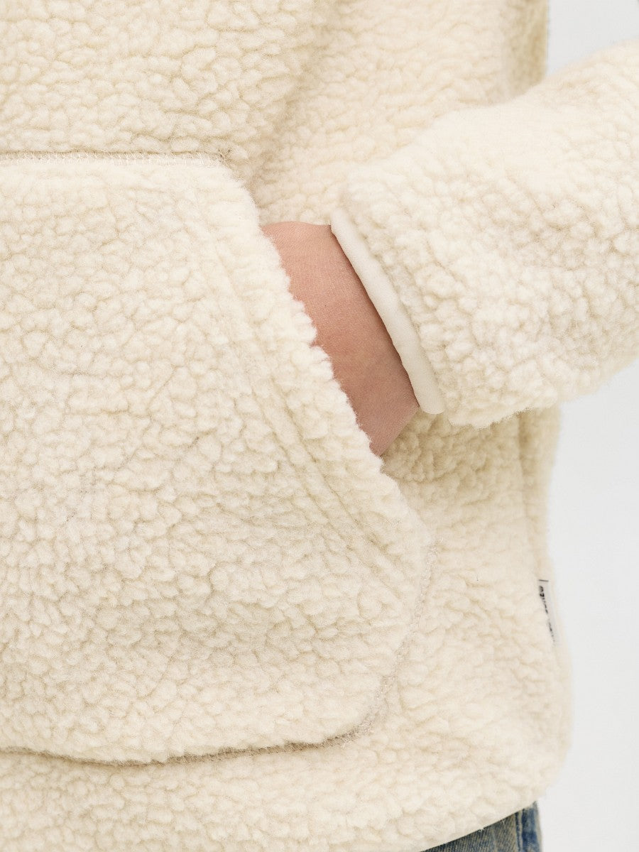 JACK & JONES Junior Teddy Hoodie Kapuzenpullover creme Größe 140 bis 176