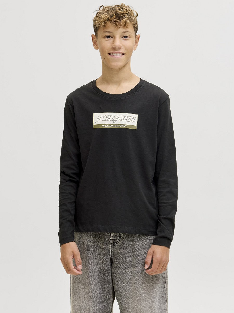 Jack & Jones Kids Kinder Langarmshirt Jungen Logo Longsleeve schwarz Baumwolle 140 - 176