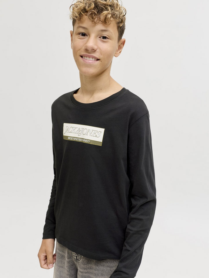 Jack & Jones Kids Kinder Langarmshirt Jungen Logo Longsleeve schwarz Baumwolle 140 - 176