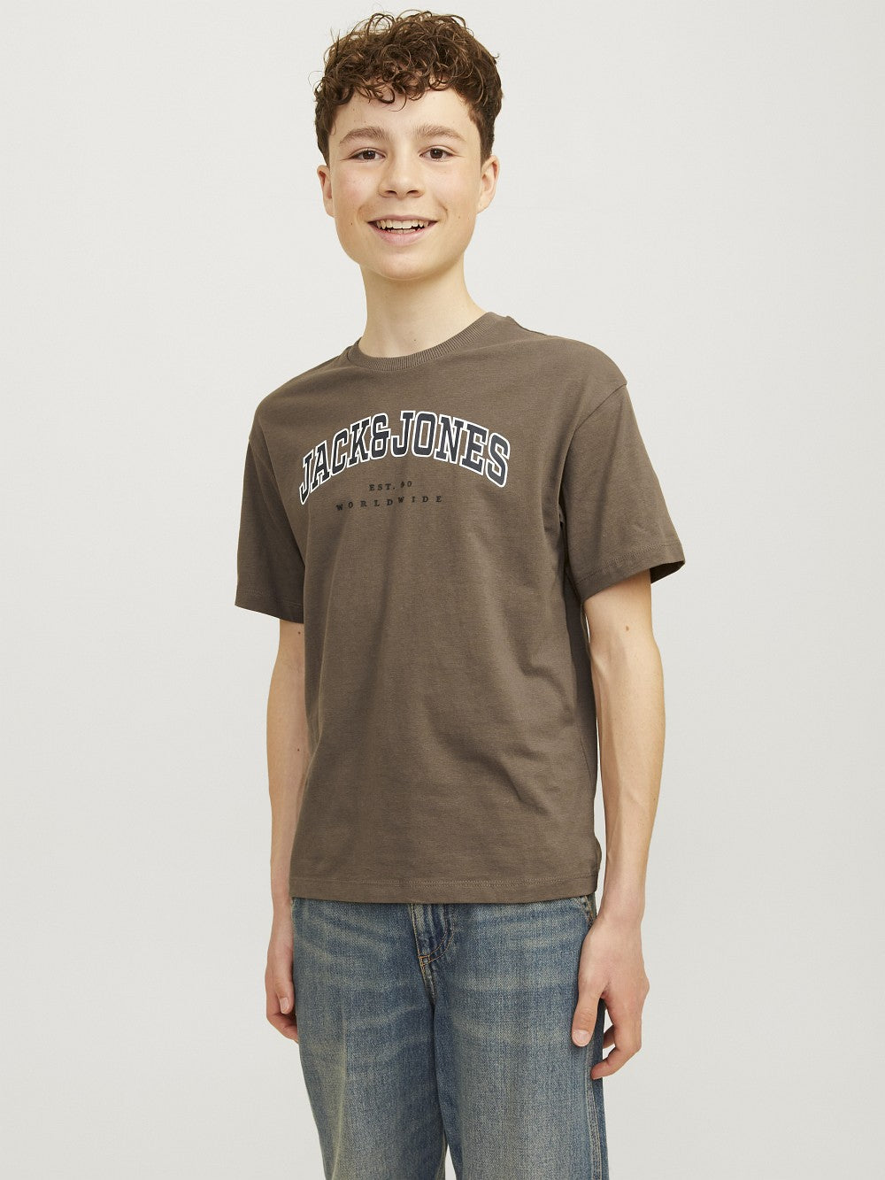 JACK & JONES Junior kurzarm Logo T-shirt JJecaleb oliv grün Größe 128 bis 176
