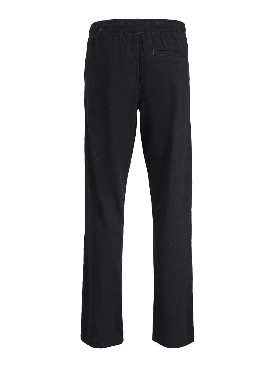 JACK & JONES Junior Sommer Twill Leinen Hose schwarz relaxed Größe 140 - 176