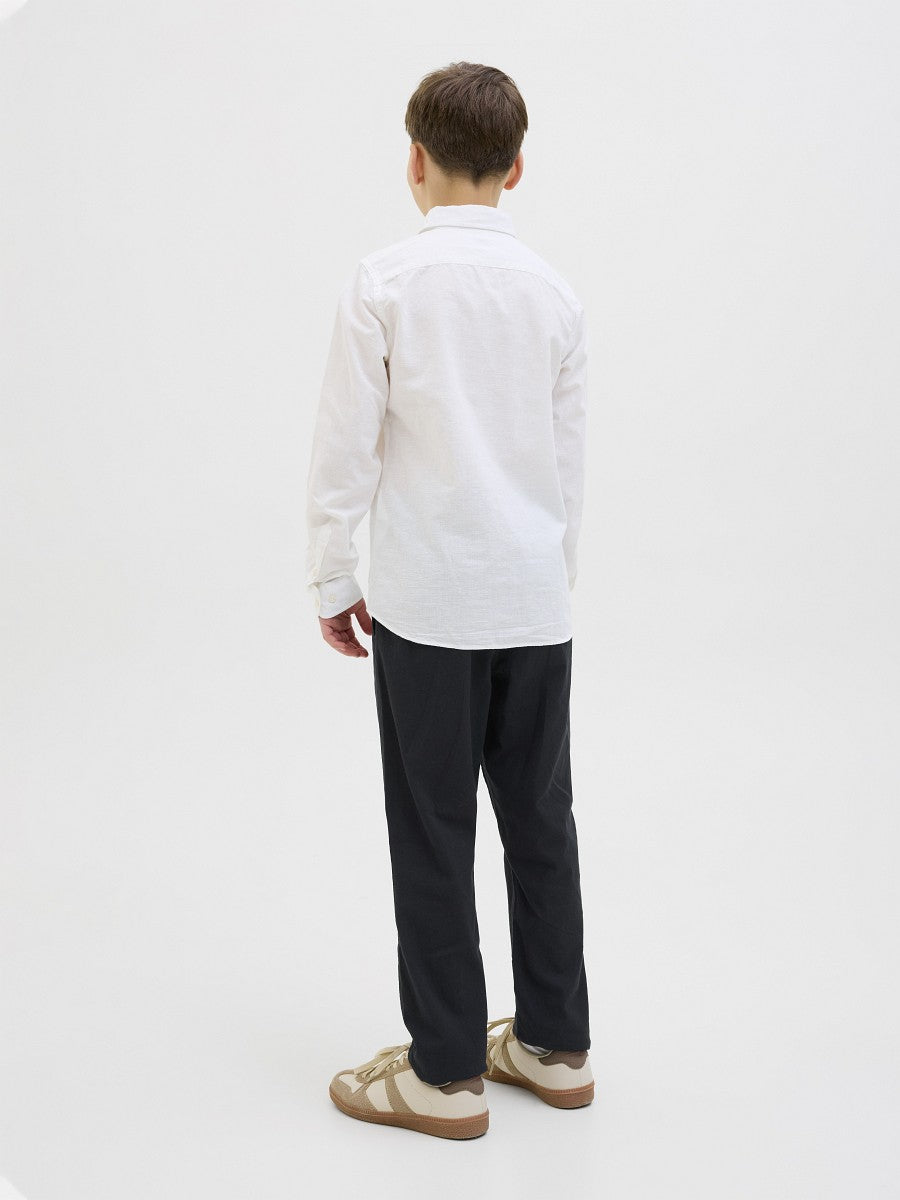 JACK & JONES Junior Sommer Twill Leinen Hose schwarz relaxed Größe 140 - 176