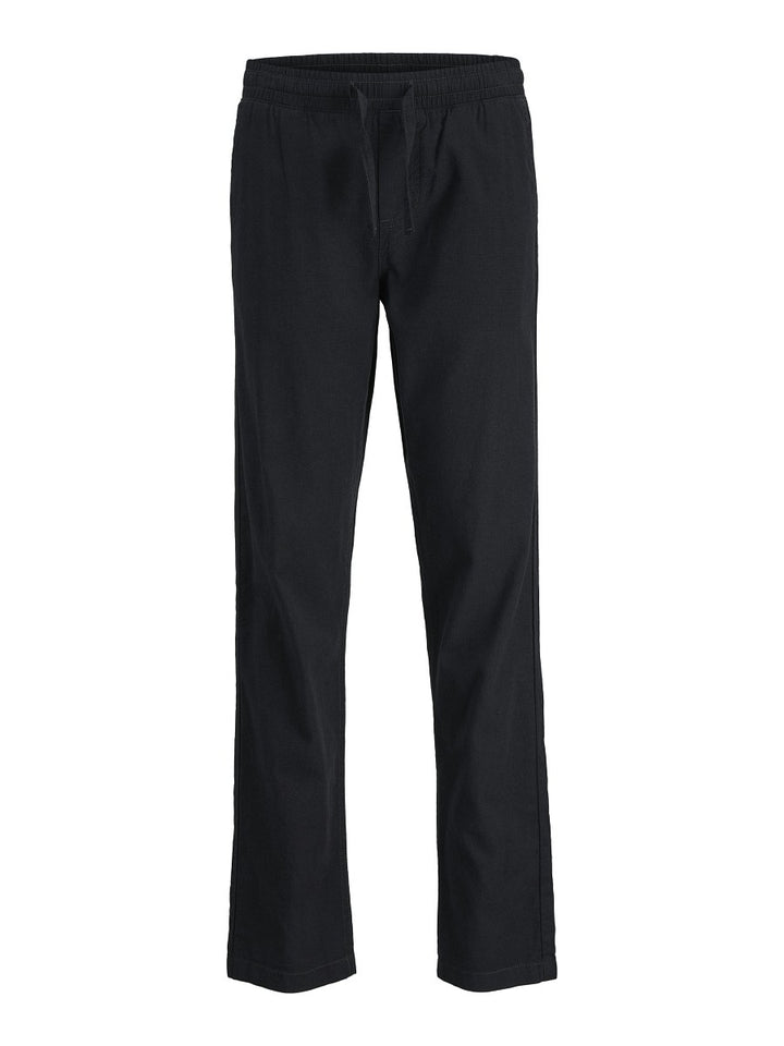 JACK & JONES Junior Sommer Twill Leinen Hose schwarz relaxed Größe 140 - 176