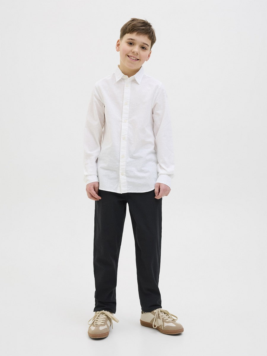 JACK & JONES Junior Sommer Twill Leinen Hose schwarz relaxed Größe 140 - 176