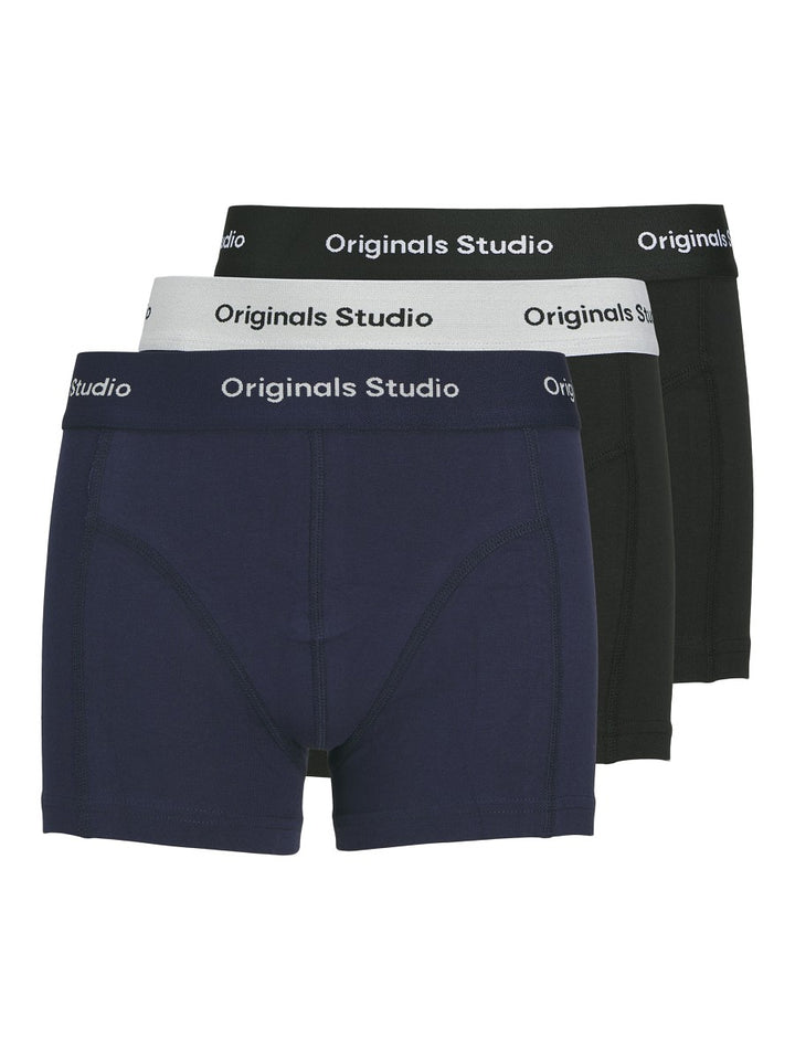 JACK & JONES 3er Pack Set Unterhosen Trunks schwarz blau Logo Größe 152 bis 176