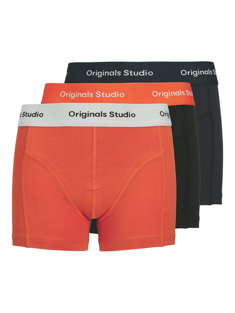 JACK & JONES 3er Pack Set Unterhosen Trunks schwarz rot Logo Größe 152 bis 176