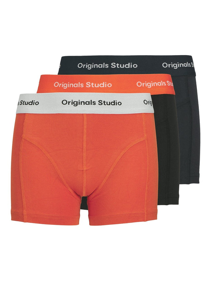 JACK & JONES 3er Pack Set Unterhosen Trunks schwarz rot Logo Größe 152 bis 176