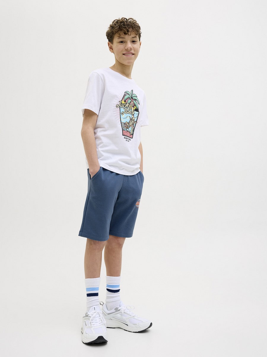 JACK & JONES Jungen Sweat Shorts Jogginghose blau Logo Druck Größe 140 bis 176