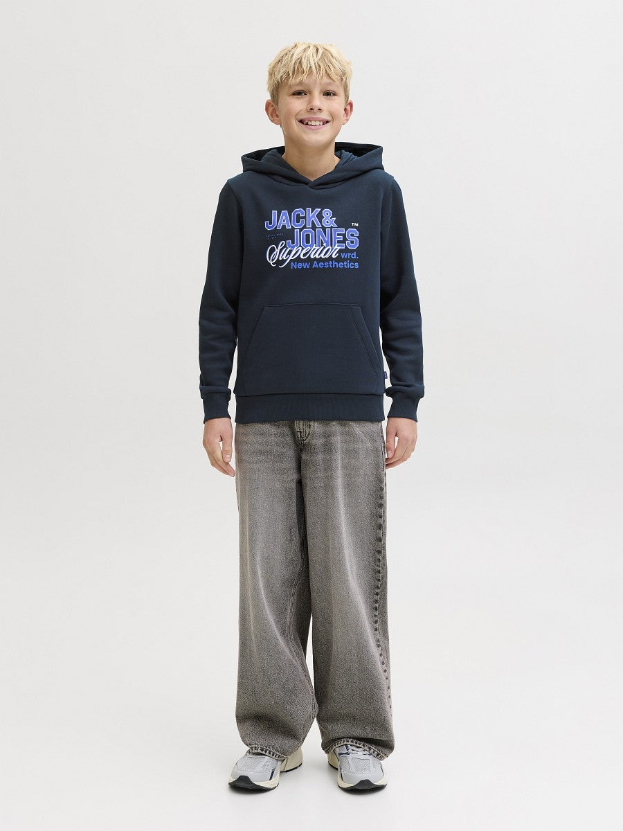 JACK & JONES Junior Kapuzenpullover Hoodie dunkelblau JJElogo Gr. 128 - 176