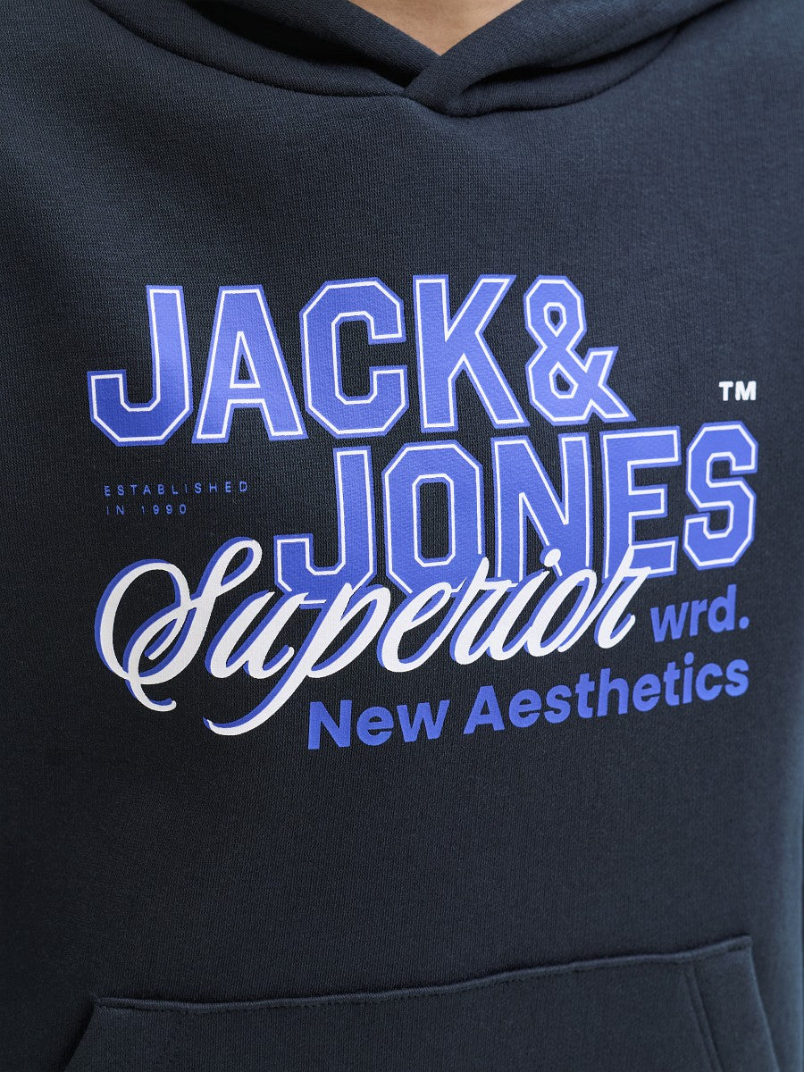 JACK & JONES Junior Kapuzenpullover Hoodie dunkelblau JJElogo Gr. 128 - 176
