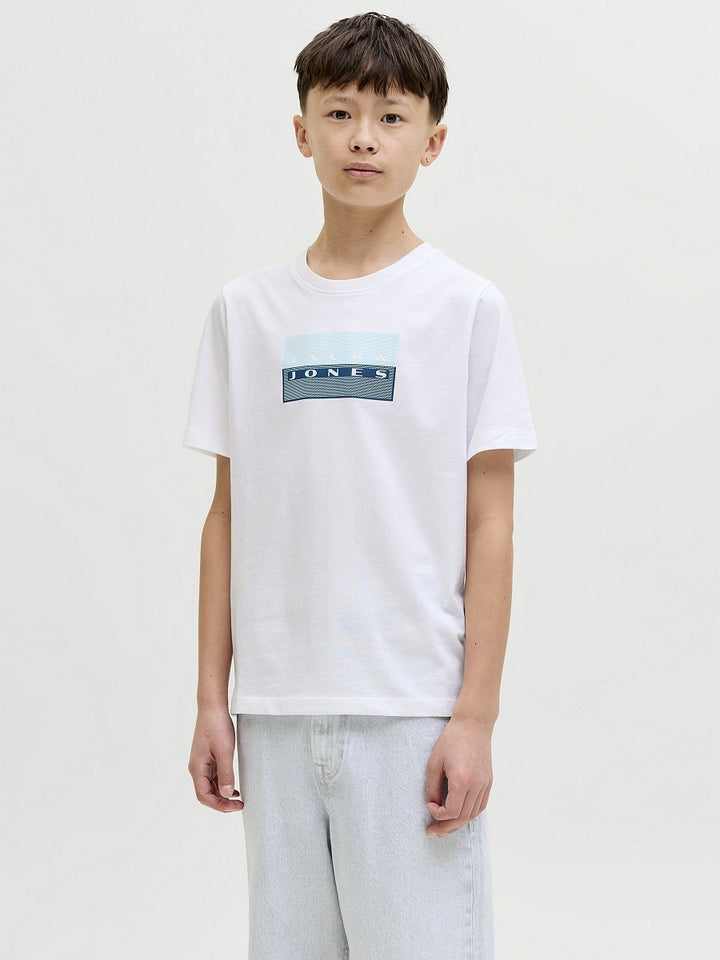 JACK & JONES Junior Jungen T-shirt Kinder Shirt Baumwolle Sommer weiß 128 - 176
