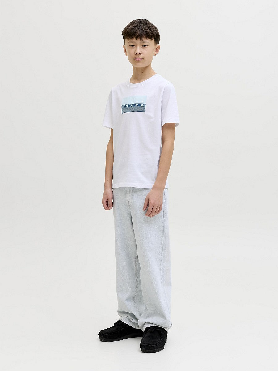 JACK & JONES Junior Jungen T-shirt Kinder Shirt Baumwolle Sommer weiß 128 - 176