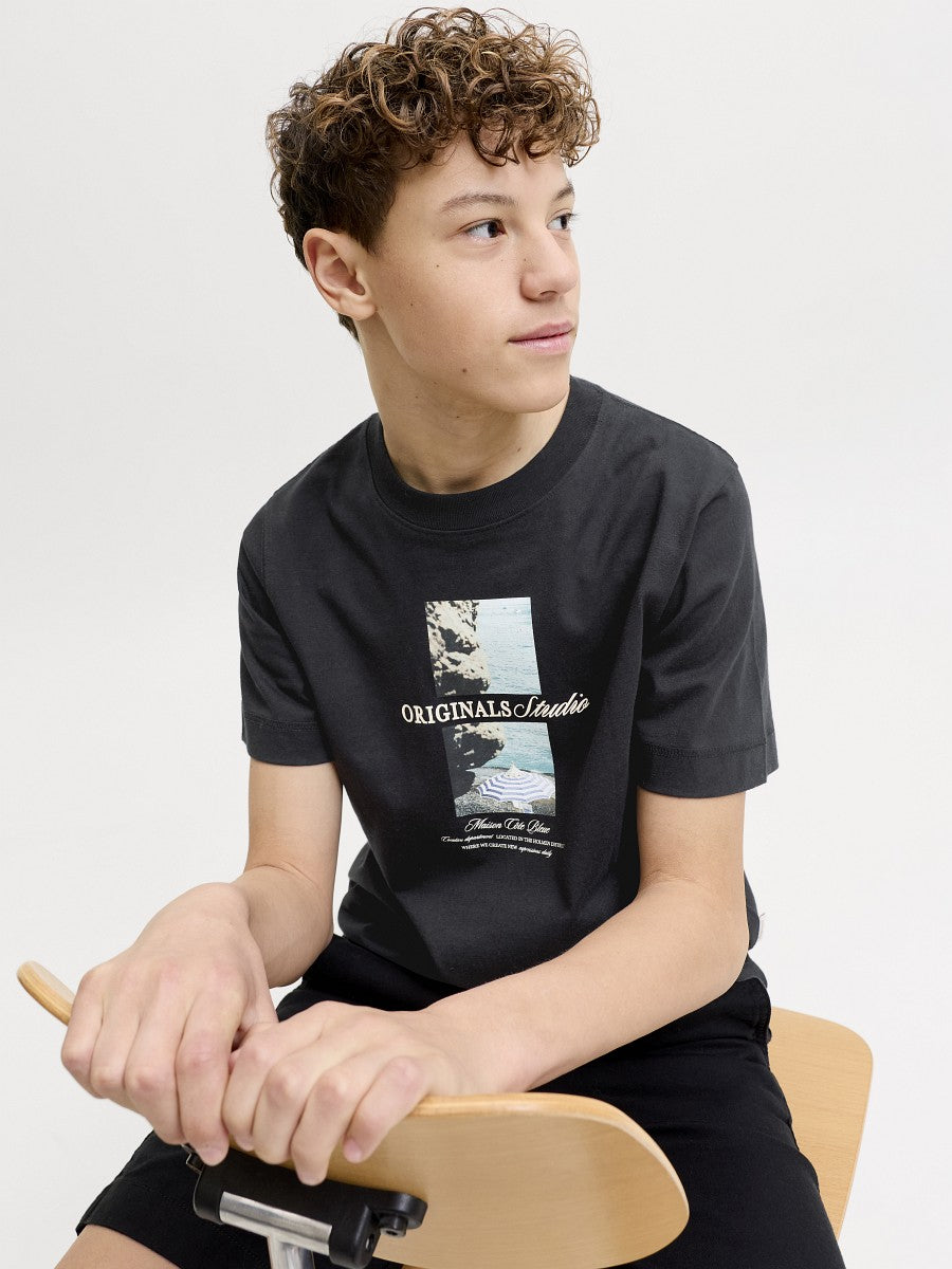 JACK & JONES Junior Kids Jungen T-shirt Shirt Baumwolle Sommer schwarz 128 - 176