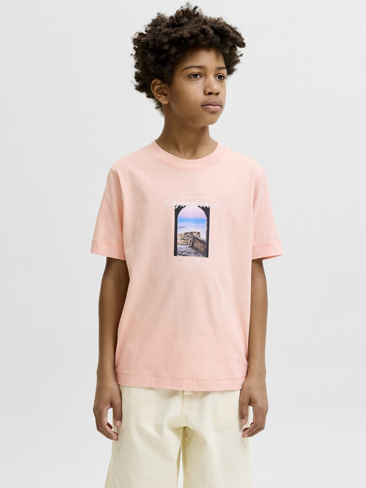 JACK & JONES Junior Kids Jungen T-shirt Shirt Baumwolle Sommer peach 128 - 176