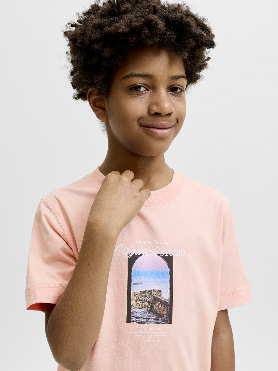 JACK & JONES Junior Kids Jungen T-shirt Shirt Baumwolle Sommer peach 128 - 176
