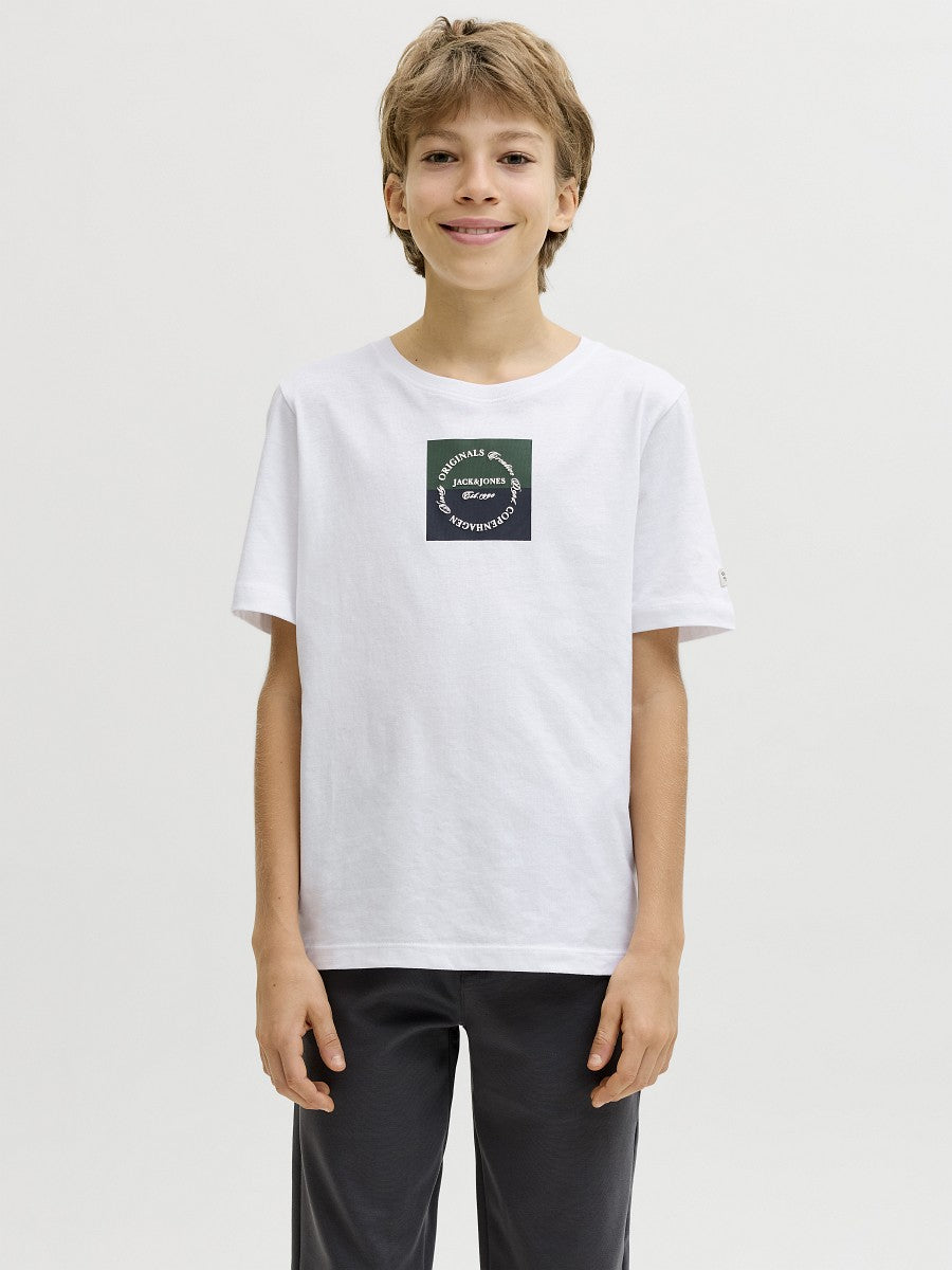 JACK & JONES Junior Jungen T-shirt Kinder Shirt Baumwolle Sommer weiß 128 - 176