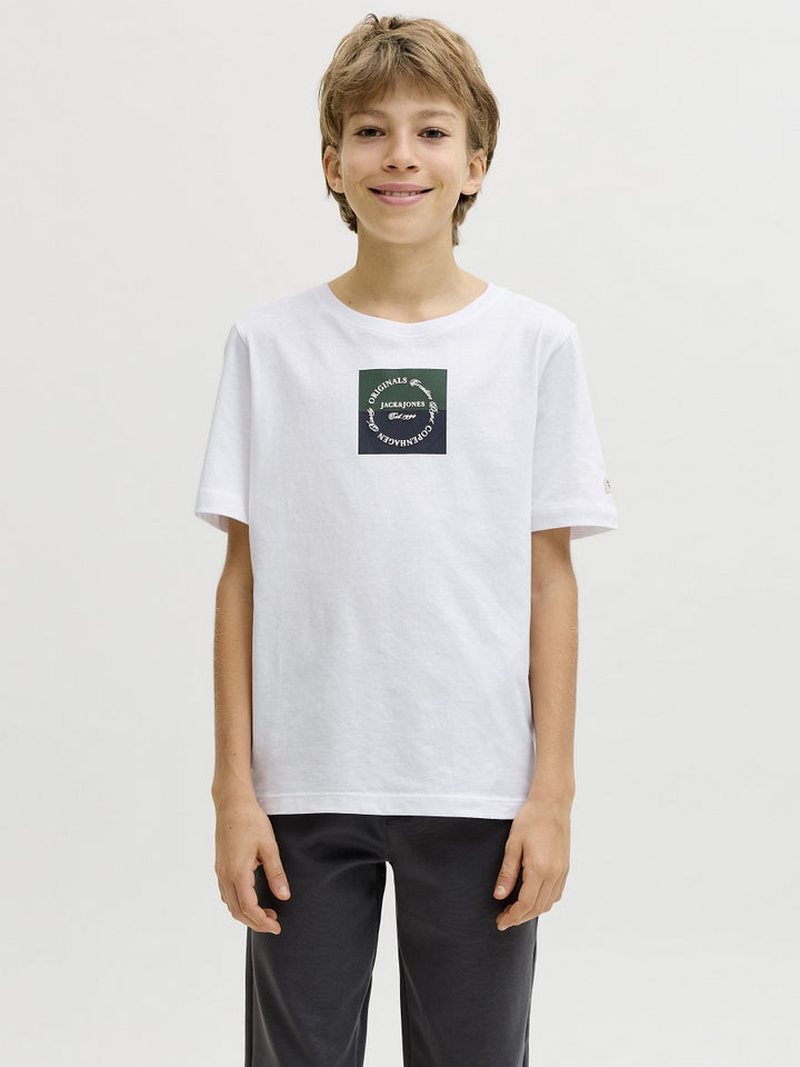 JACK & JONES Junior Jungen T-shirt Kinder Shirt Baumwolle Sommer weiß 128 - 176