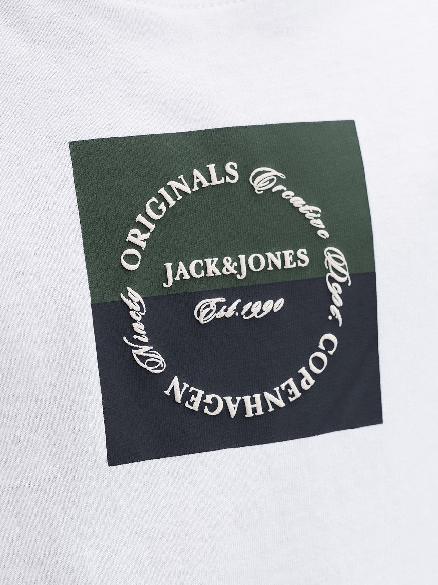 JACK & JONES Junior Jungen T-shirt Kinder Shirt Baumwolle Sommer weiß 128 - 176