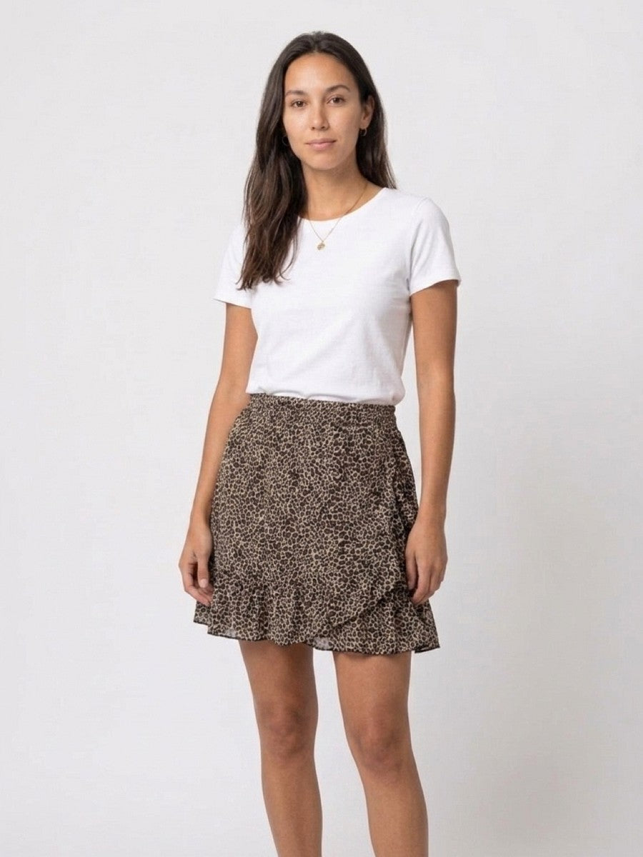 Hailys Damen Rock Wickelrock Mini Rock Volant Leo Muster Viskose XS - XXL