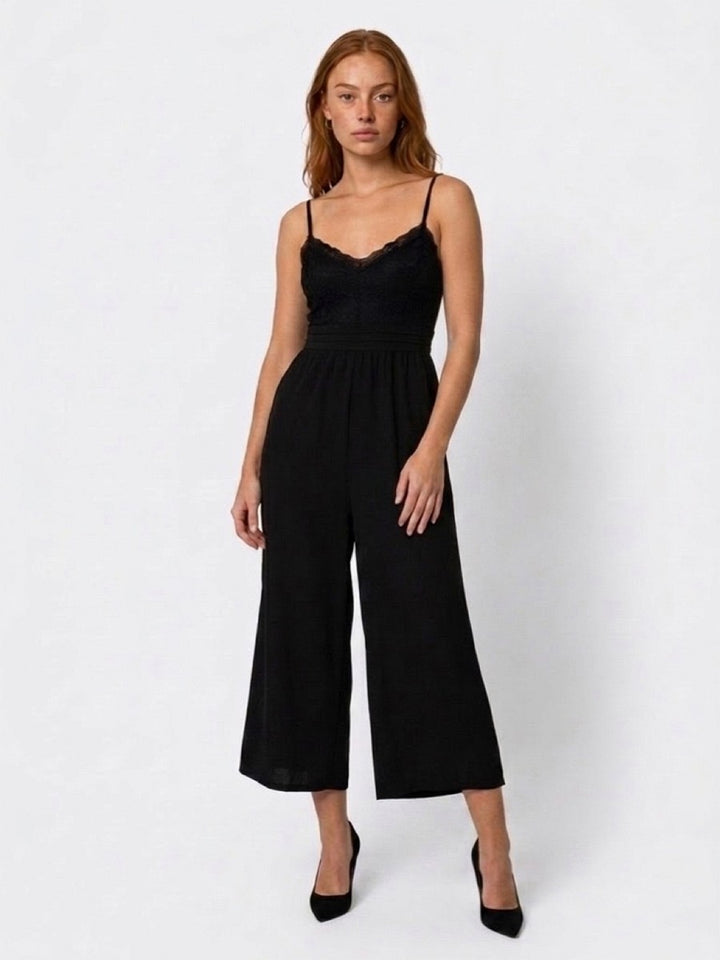 Hailys Damen Jumpsuit Culotte Schwarz Spitze Overall Sommer Elegant XS-XXL