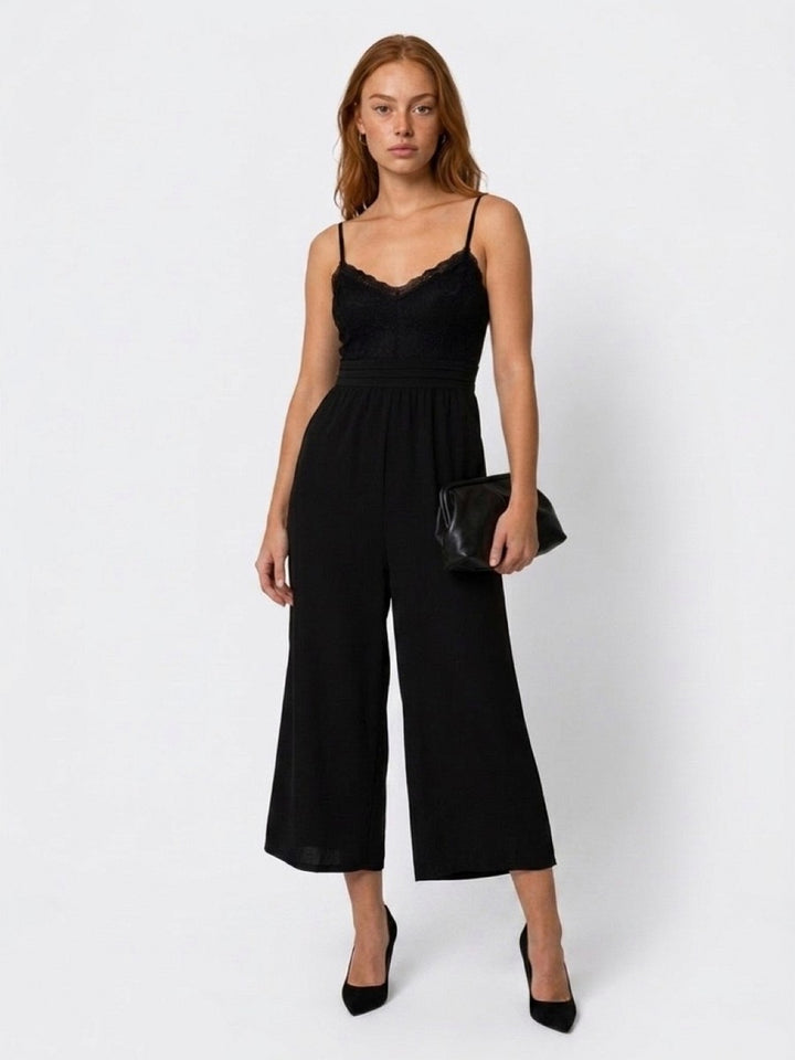 Hailys Damen Jumpsuit Culotte Schwarz Spitze Overall Sommer Elegant XS-XXL