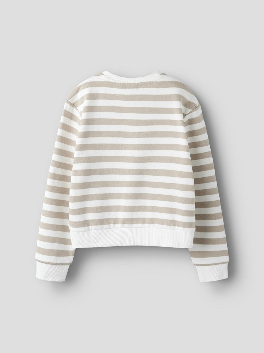 Name it Mädchen Pullover Sweatshirt gestreift creme taupe Winter 146/152- 58/164