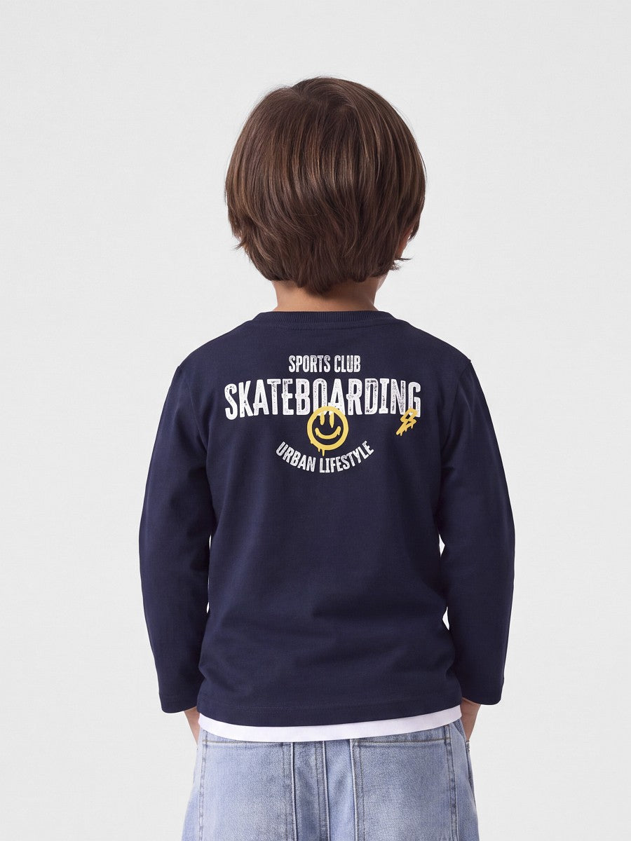 Name it Langarmshirt Kinder Jungen Dunkelblau Skater Longsleeve 98 - 122/128
