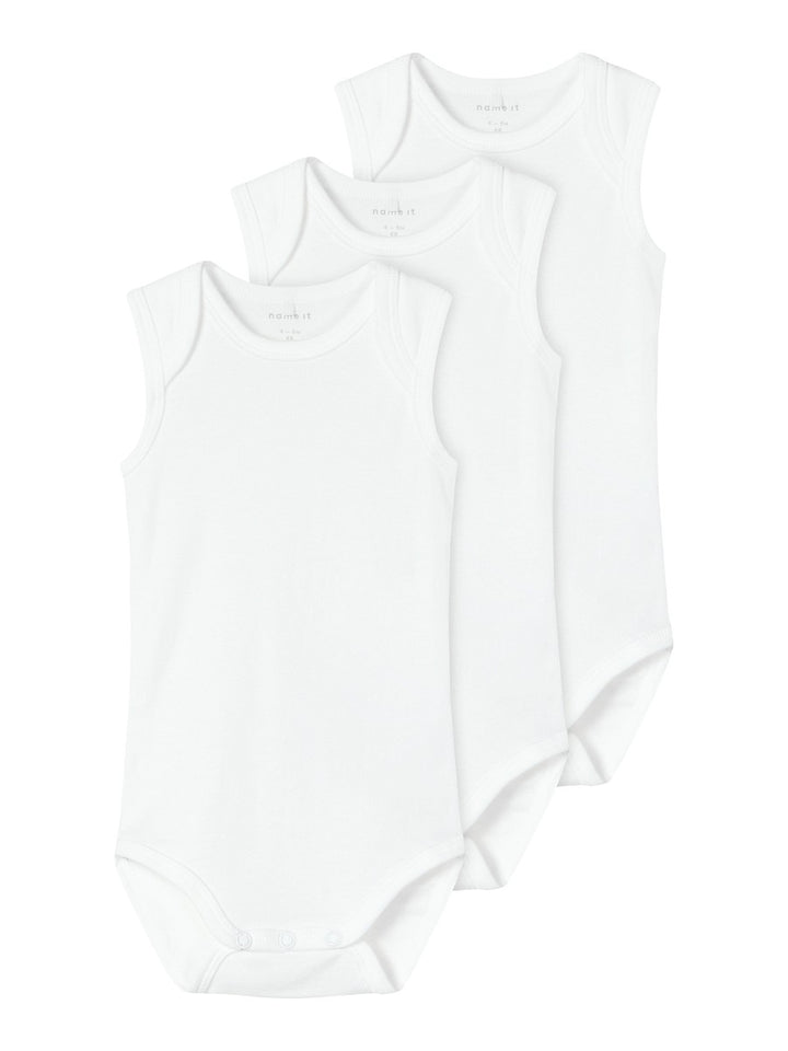 NAME IT 3er Set Baby Basic Body weiß ärmellos Baumwolle Unterwäsche 50 - 98