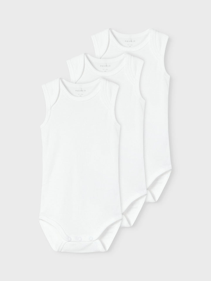 NAME IT 3er Set Baby Basic Body weiß ärmellos Baumwolle Unterwäsche 50 - 98