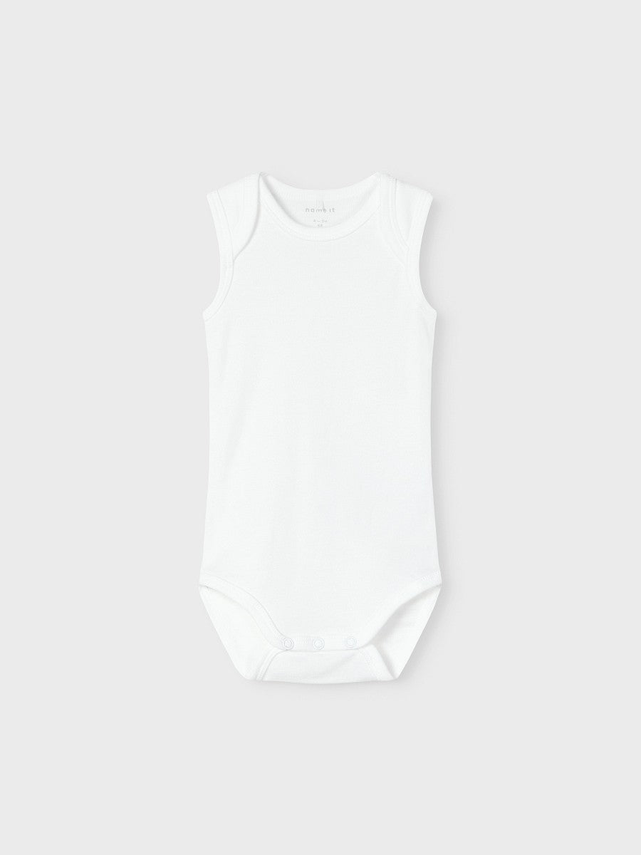 NAME IT 3er Set Baby Basic Body weiß ärmellos Baumwolle Unterwäsche 50 - 98