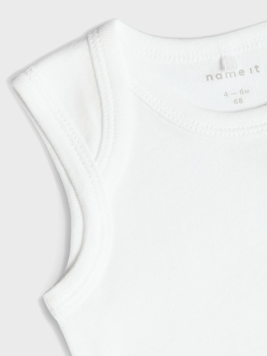 NAME IT 3er Set Baby Basic Body weiß ärmellos Baumwolle Unterwäsche 50 - 98