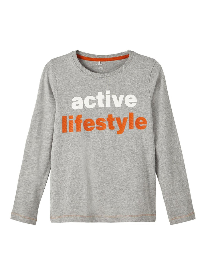 NAME IT Langarmshirt NKMLulle active lifestyle grau Größe 116 bis 146/152