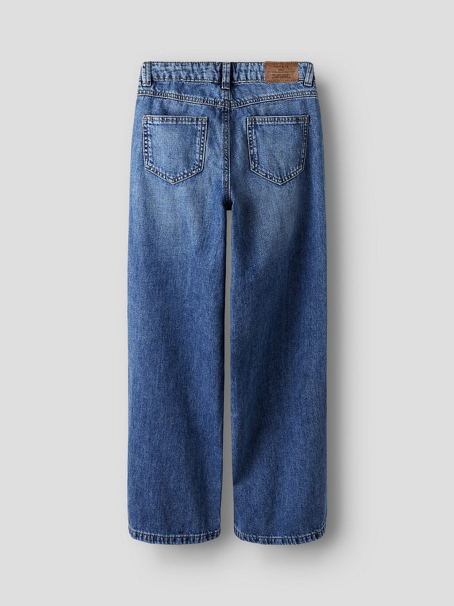 Name It Mädchen Jeans Hose Wide Fit Dark Blue Denim verstellbar Used 122-134