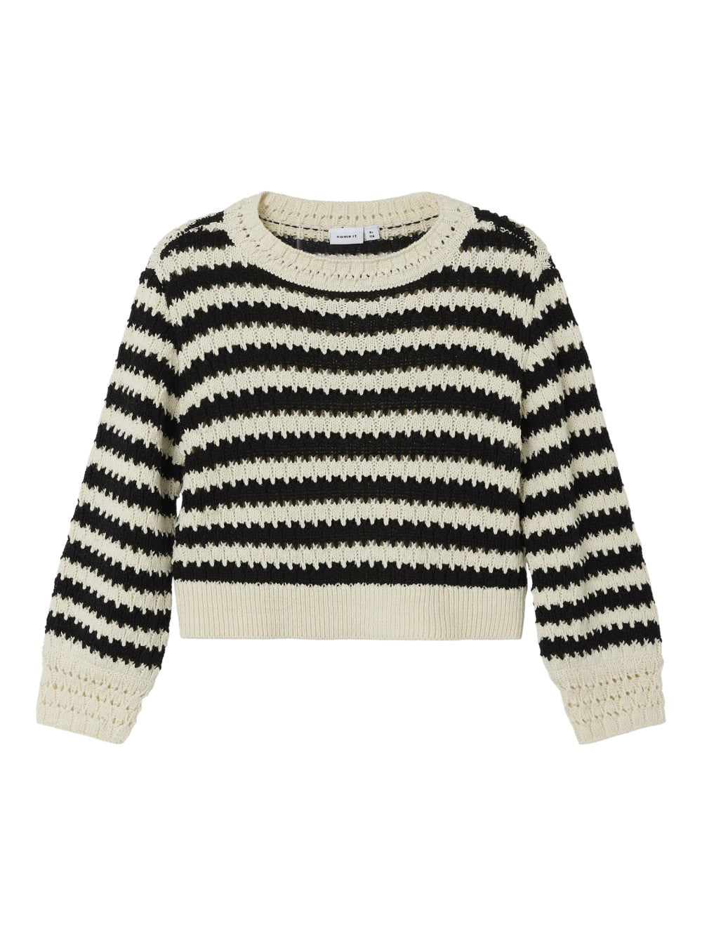 NAME IT Pullover Strickpullover gestreift schwarz creme Größe 116 bis 158/164