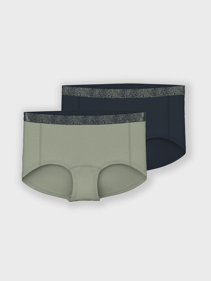 NAME IT 2er Pack Hipster Unterhosen Set oliv schwarz Größe 116 bis 158/164
