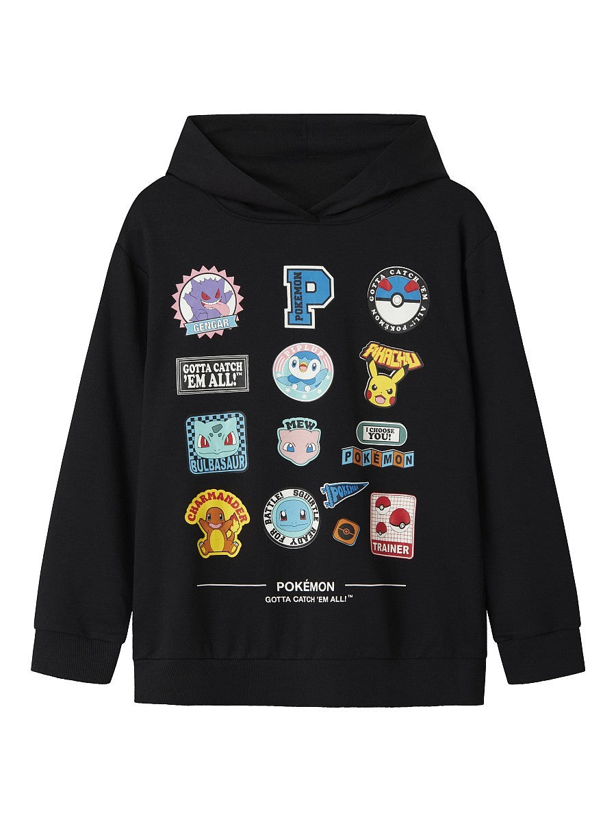 Name it Jungen Hoodie Pokemon Sweatshirt Schwarz Kapuzenpullover 116 - 164