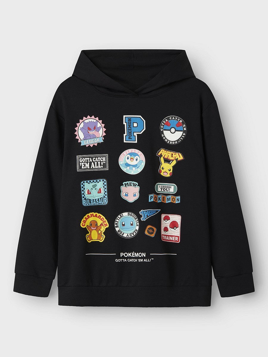 Name it Jungen Hoodie Pokemon Sweatshirt Schwarz Kapuzenpullover 116 - 164