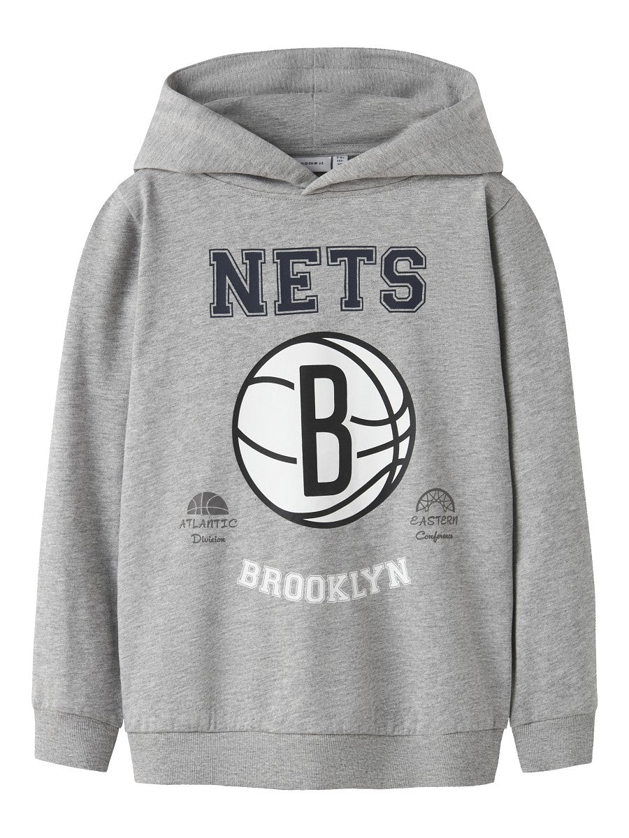 NAME IT Sweatshirt Hoodie grau NBA Brooklyn Nets Größe 122/128 bis 158/164