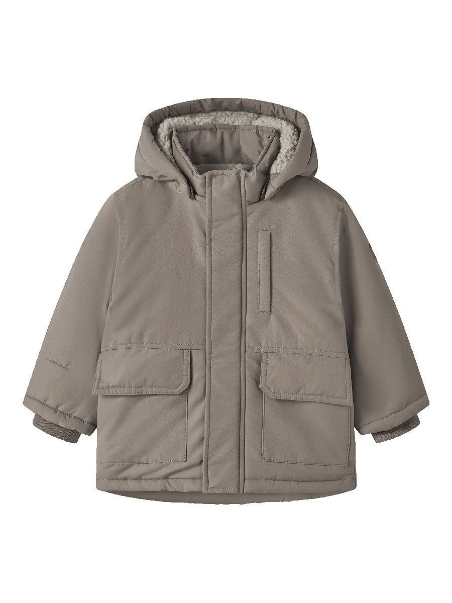 Name it Jungen Winterjacke Teddyfutter Braun Parka Kapuze abnehmbar 92 - 116