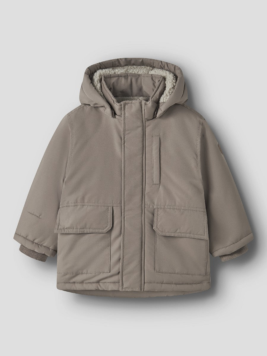 Name it Jungen Winterjacke Teddyfutter Braun Parka Kapuze abnehmbar 92 - 116