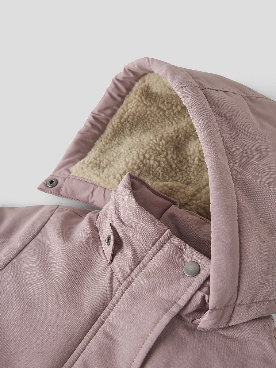Name it Mädchen Winterjacke Teddyfutter Rosa Parka Kapuze abnehmbar 92-164